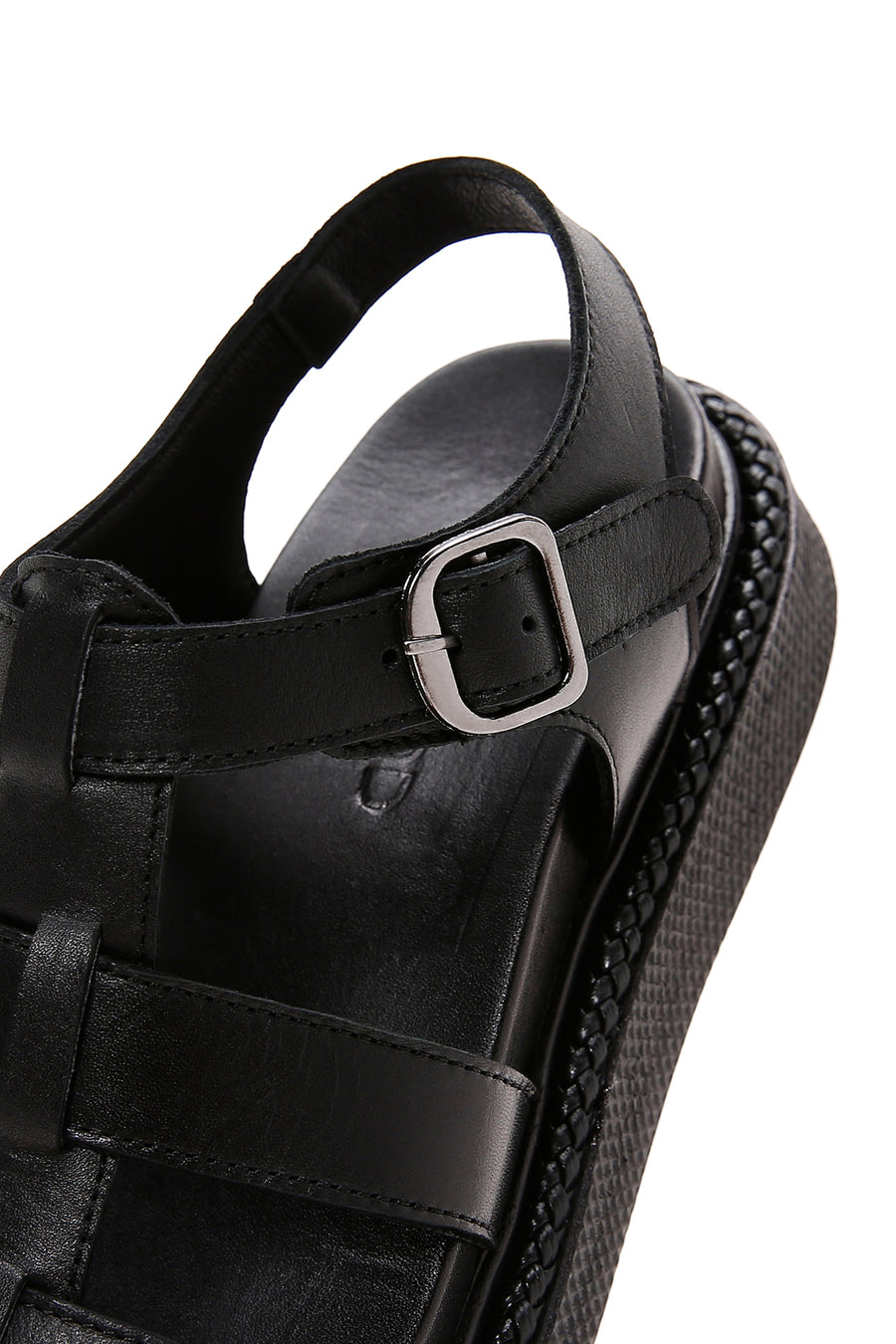 Women's Black Ankle Strap Leather Comfort Sandals
