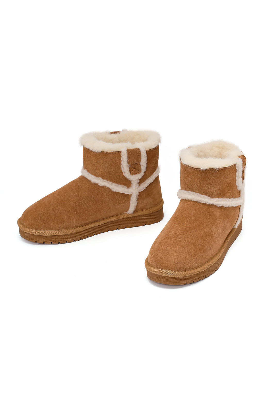 Kadın Camel Süet Deri Teddy Bot