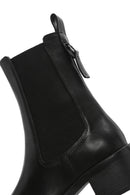 Women's Black Thick Heeled Leather Chelsea Boots | Derimod