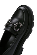 Women's Black Buckle Thick Soled Masculine Loafer | Derimod