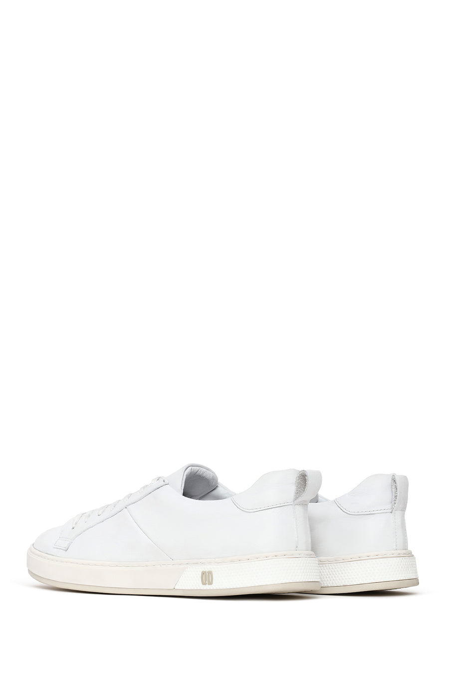 Male White Lace-Up Leather Sneaker