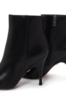 Woman Black Zip Closure Stiletto Heel Leather Boots | Derimod