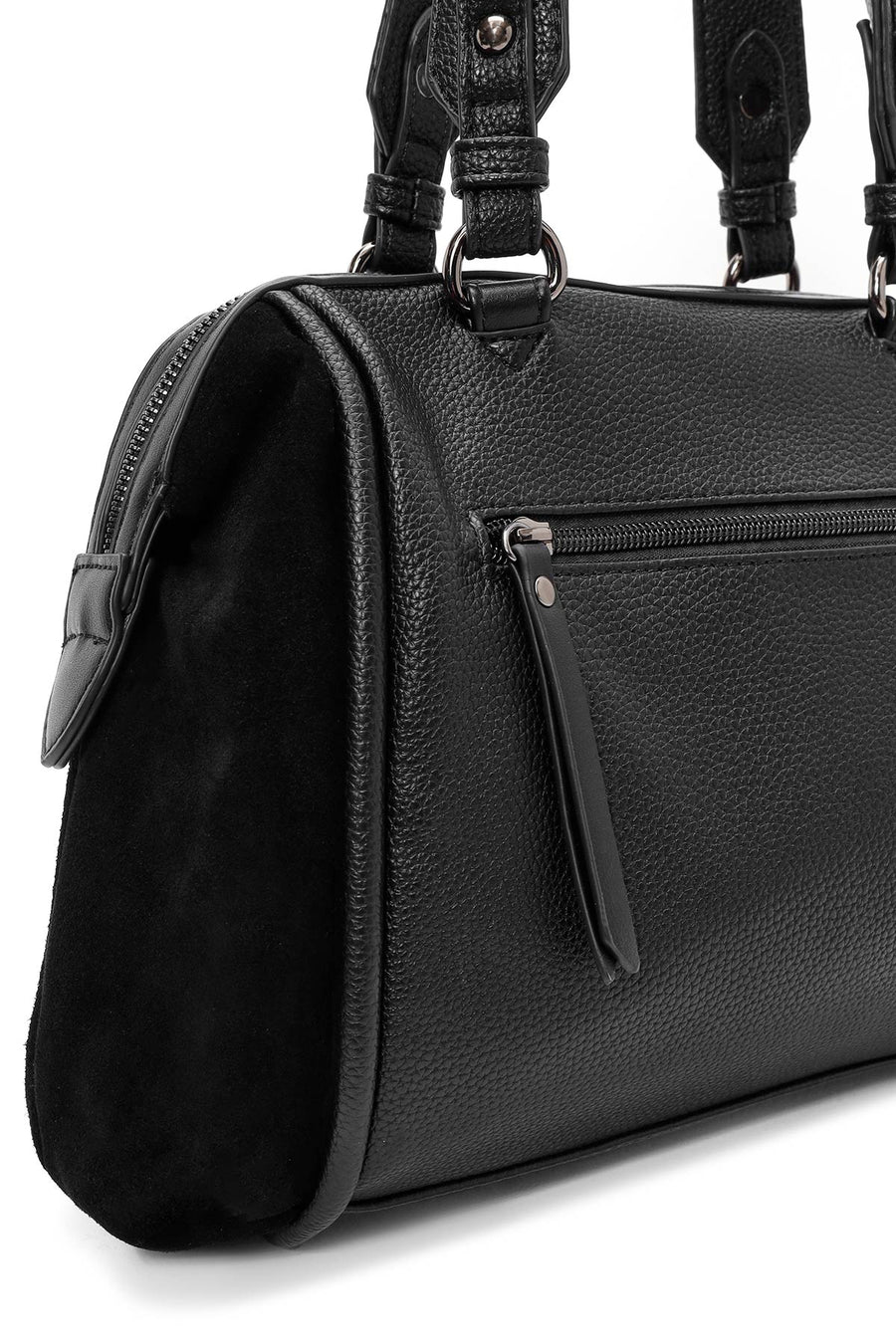 Women's Black Long Strap Suede Handbag