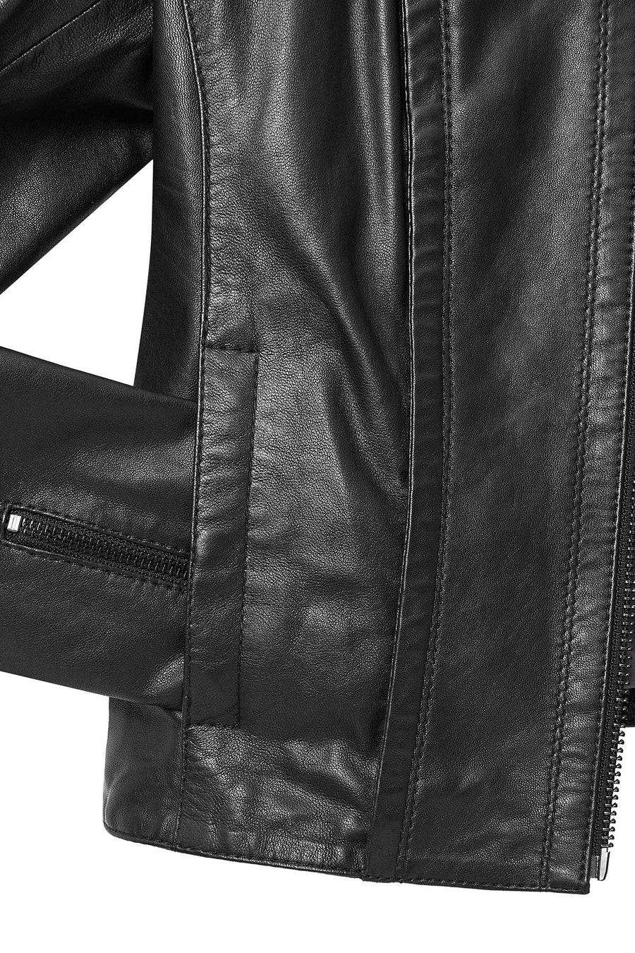 Cherie Women's Black Short Leather Coat