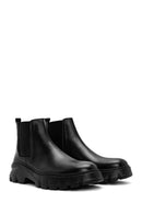 Men's Black Thick Sole Leather Casual Chelsea Boots | Derimod