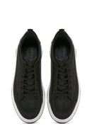 Men's Black Lace-up Thick-Sole Leather Sneaker | Derimod