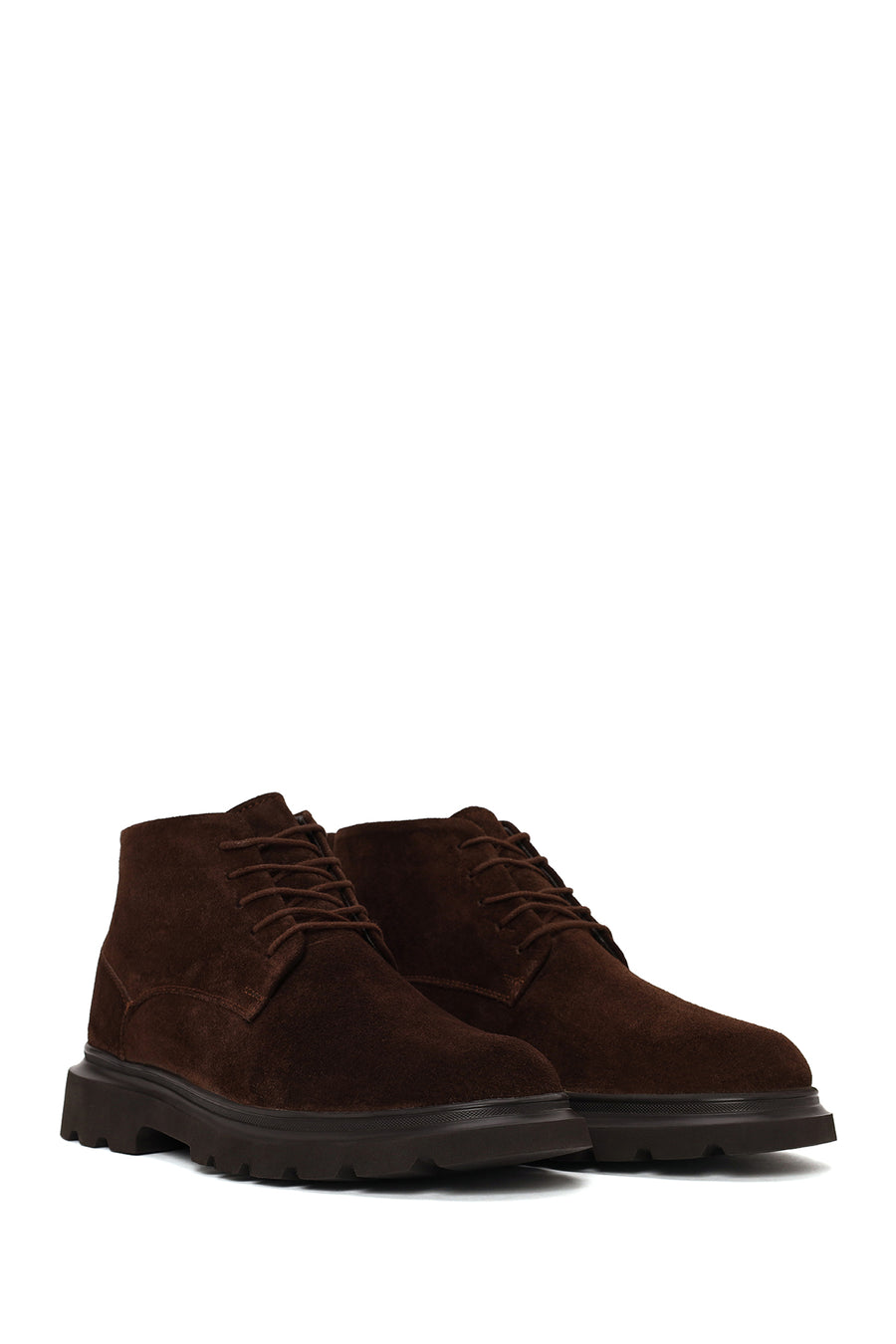Male Brown Lace-up Thick-Soled Suede Casual Boots