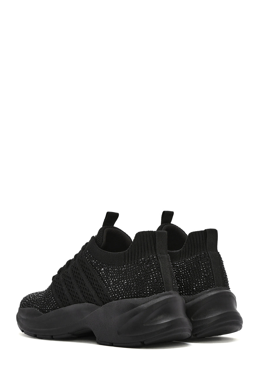 Derimod Zero Women's Black Lace-Up Stone Fabric Sneakers
