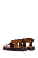 Women's Tan Leather Bodrum Sandals | Derimod