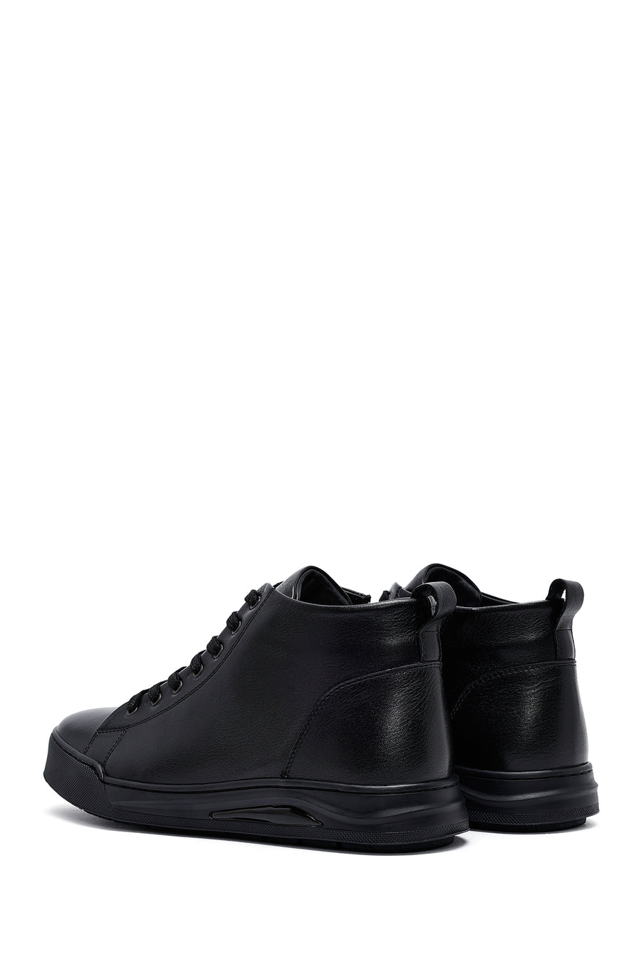 Male Black Zip Closure Leather Sport Boots