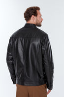 Ford (Plus) Men's Black Leather Jacket | Derimod