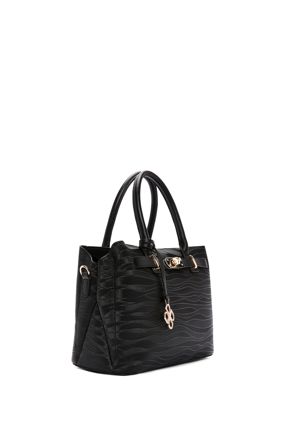 Woman Black Long Strap Printed Shoulder Bag