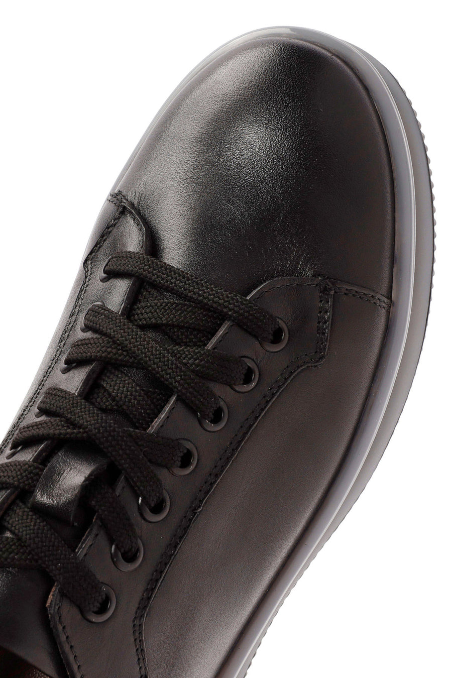 Men's Black Lace-up Leather Sneaker