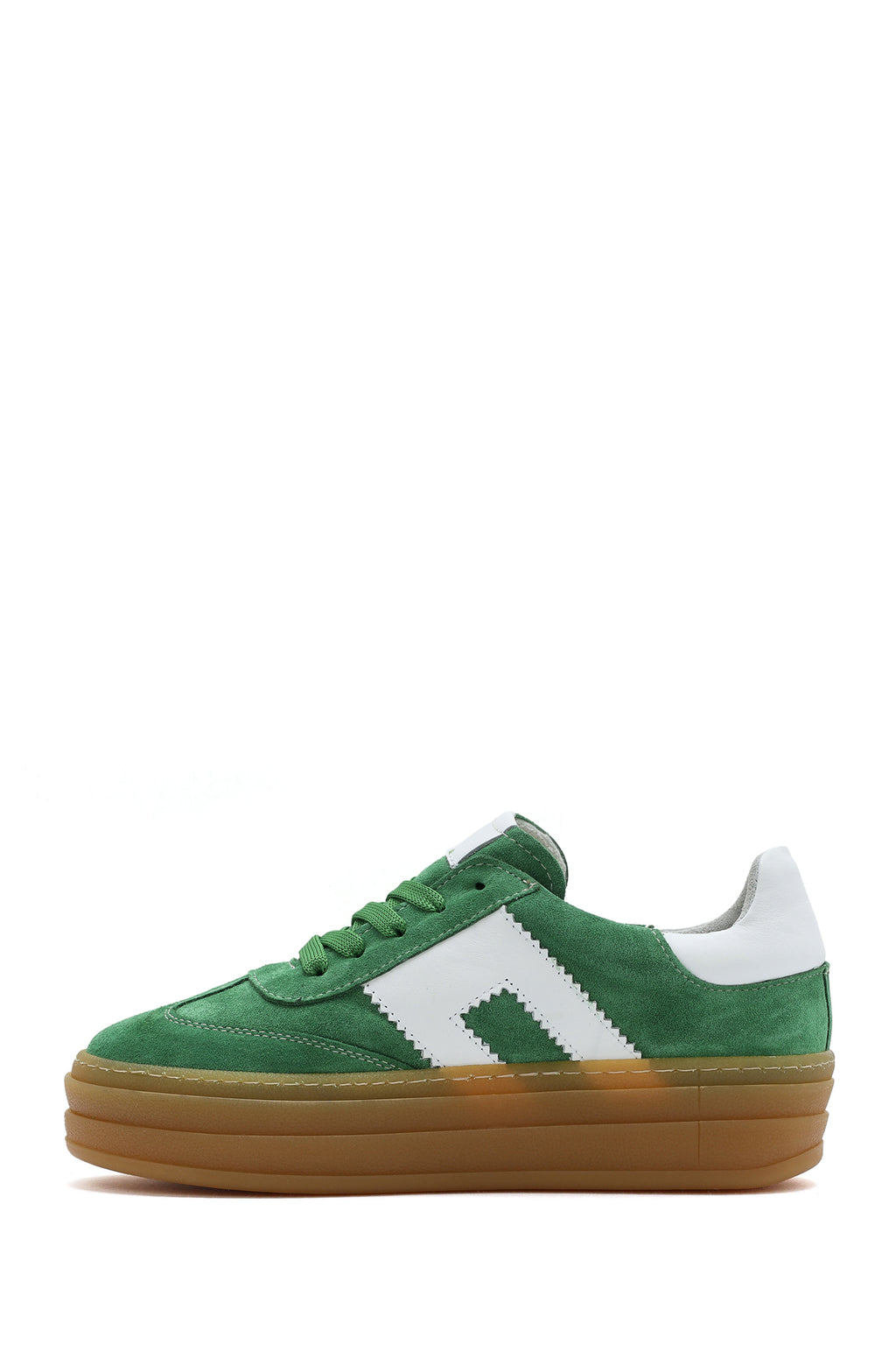 Kadın Yeşil Bağcıklı Süet Deri Sneaker