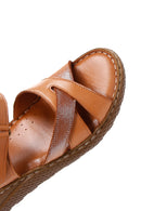 Women's Tan Ankle Strap Leather Comfort Sandals | Derimod