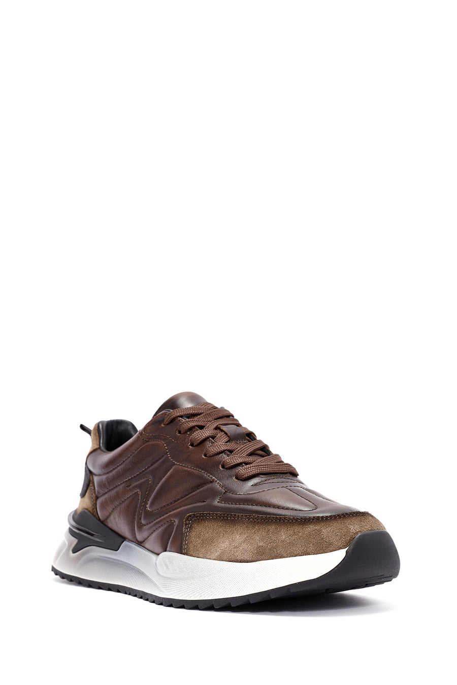 Men's Brown Lace-Up Leather Sneaker