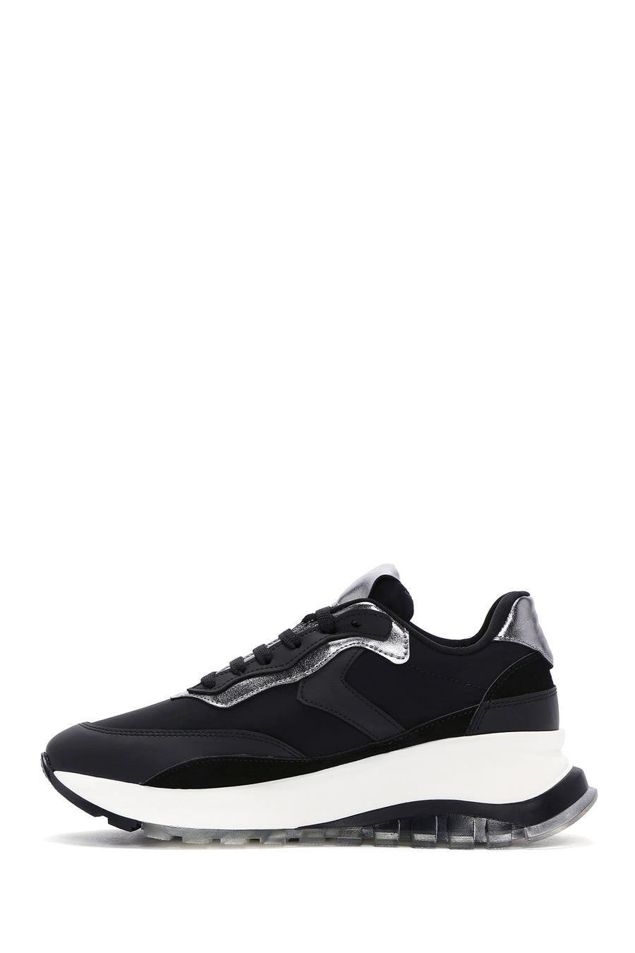 Kadın Siyah Bağcıklı Kalın Tabanlı Spor Sneaker
