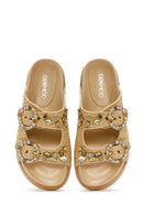 Women's Beige Straw Slippers | Derimod