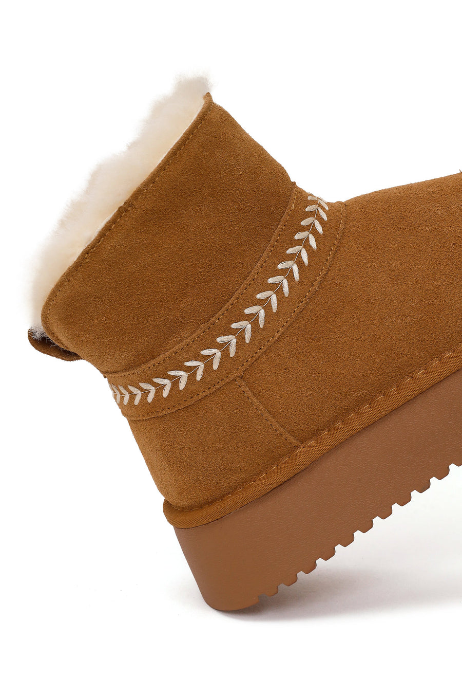 Woman Camel Thick-Soled Suede Teddy Boots
