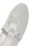 Women's Silver Buckle Leather Ballerinas | Derimod