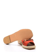 Women's Suede Buckle Espadrille Slippers | Derimod