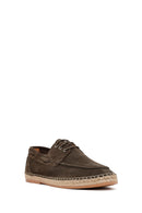Men's Khaki Lace-Up Suede Leather Espadrilles | Derimod