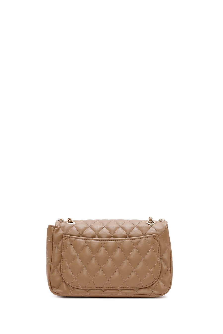 Women's Beige Long Strap Quilted Patterned Shoulder Bag
