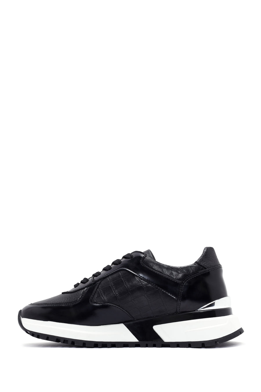 Men's Black Lace-up Leather Sneaker