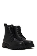 Woman Black Zip Closure Combat Boots | Derimod
