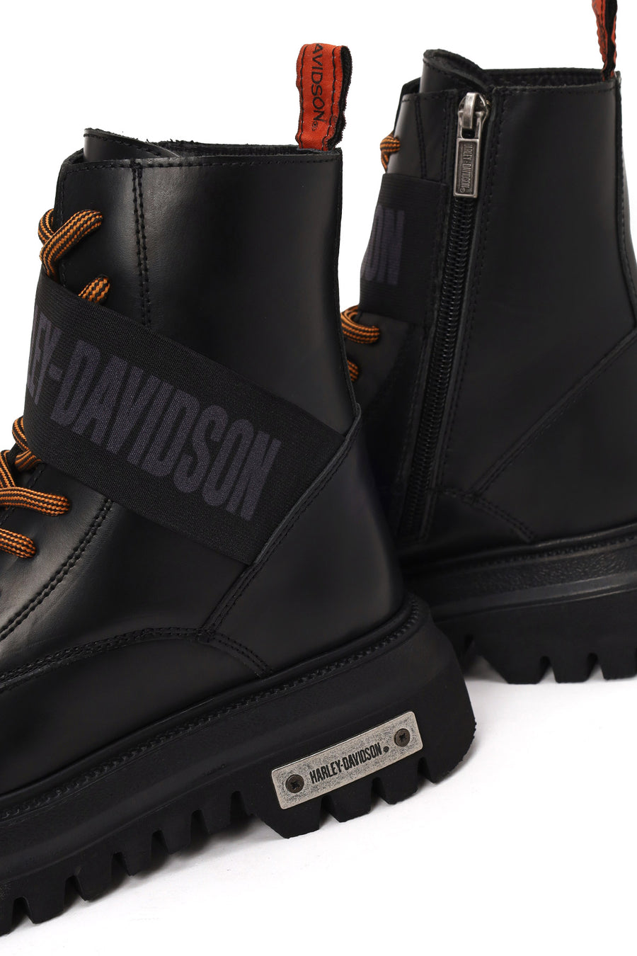 Harley Davidson Kadın Siyah Becky Fermuarlı Kalın Tabanlı Deri Postal Bot