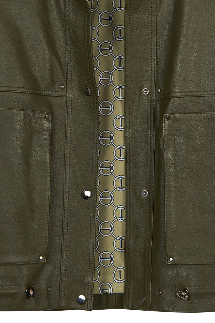 Madlen Woman Green Oversize Leather Jacket