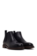 Male Black Leather Casual Chelsea Boots | Derimod