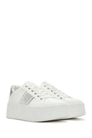 Women's White Thick Soled Stone Sneaker | Derimod