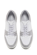 Men's White Suede Detailed Leather Sneaker | Derimod