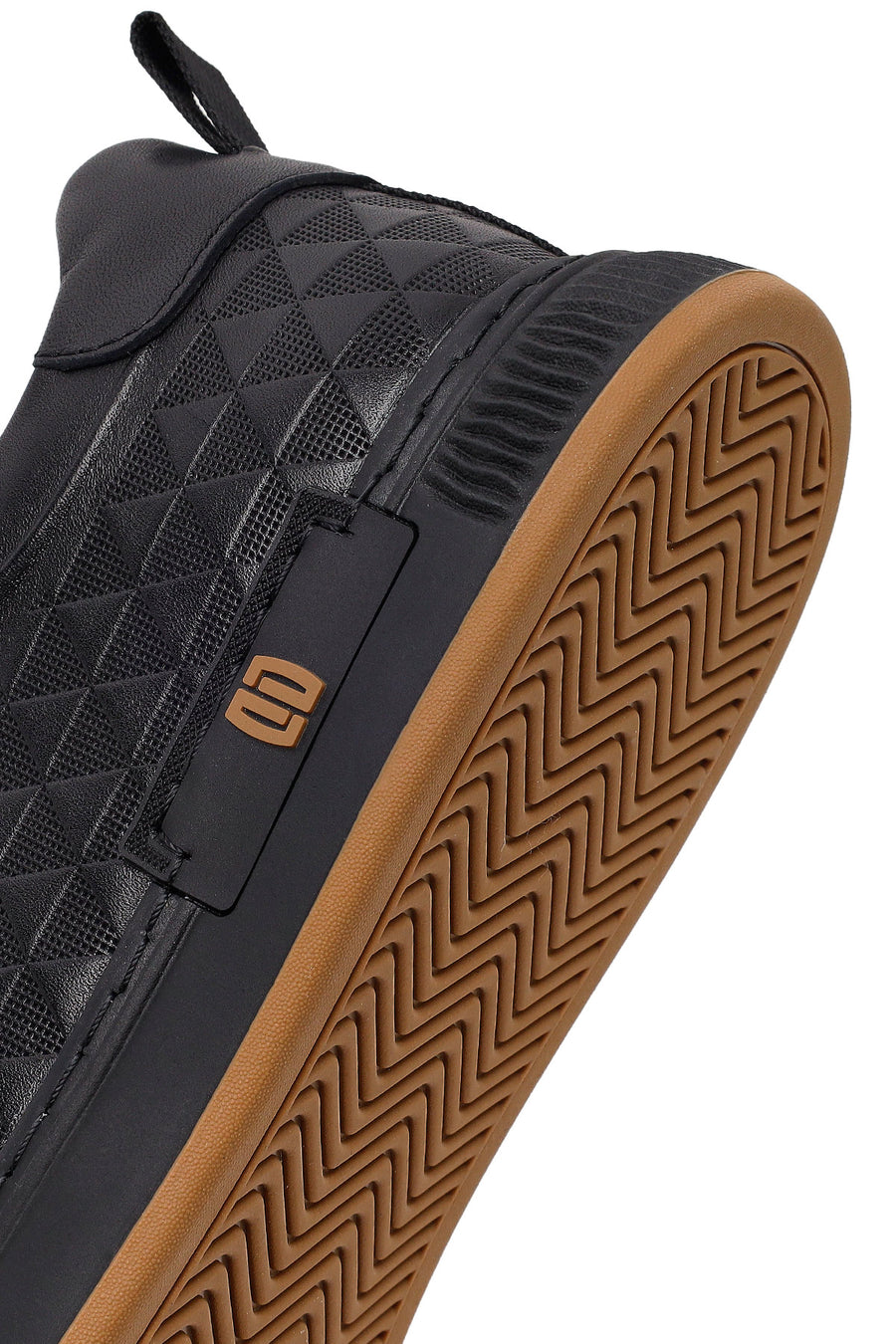 Erkek Siyah Bağcıklı Baskılı Deri Sneaker