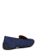 Geox Women's Navy Blue Kosmopolis + Grip Suede Leather Loafer | Derimod