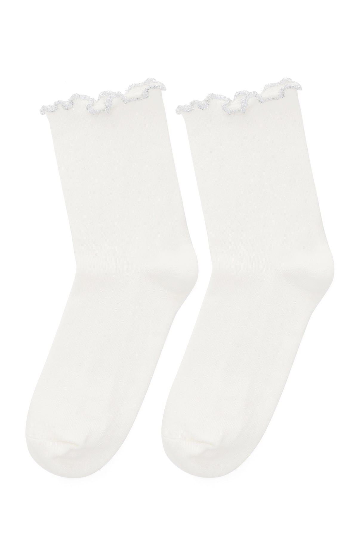 Women's White 72% Cotton, 22% Polyamide, 4% Metal, 2% Elastane Socks 000A2C40036F | Derimod