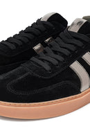 Woman Black Lace-Up Suede Leather Sneakers | Derimod