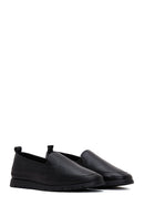 Women's Black Leather Comfort Loafer | Derimod