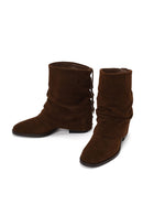 Woman Brown Chunky-Heel Suede Boots | Derimod