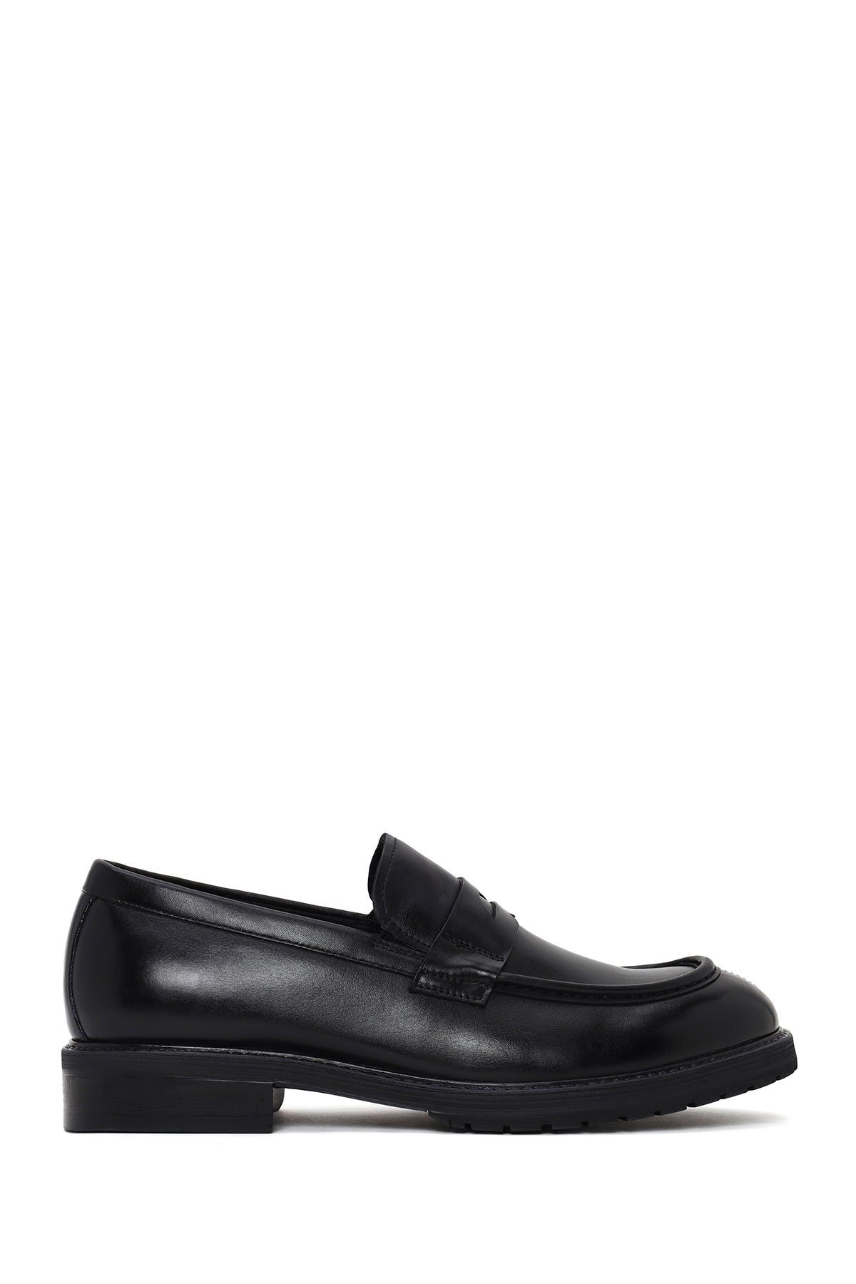 Male Black Leather Casual Loafer WM680037DV | Derimod