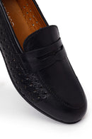 Woman Black Patterned Leather Loafer | Derimod