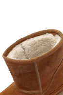 Women's Tan Suede Leather Teddy Boot | Derimod