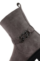 Women's Mink Thick Soled Zippered Suede Leather Boots | Derimod