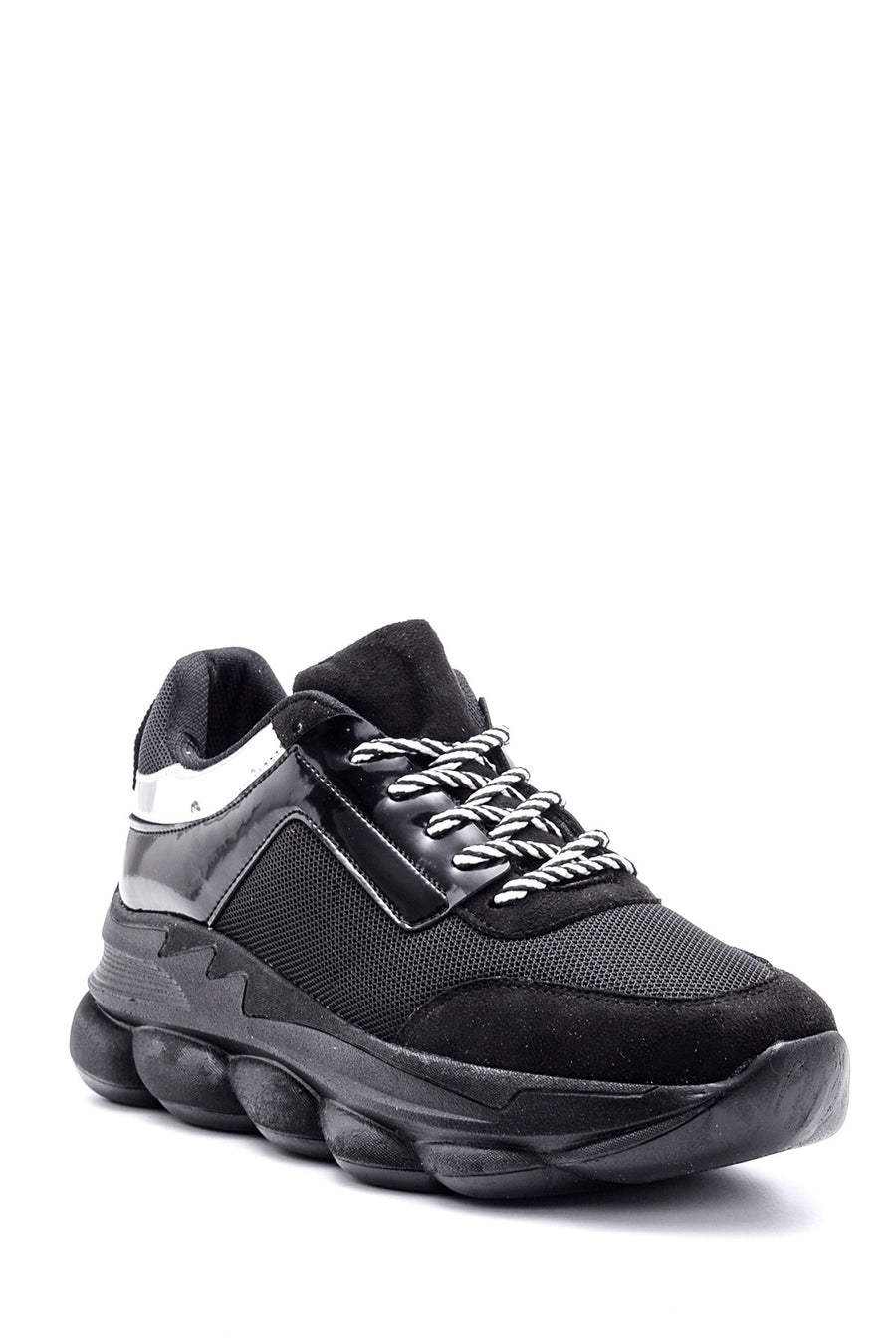 Kadın Yüksek Tabanlı Rugan Detaylı Sneaker