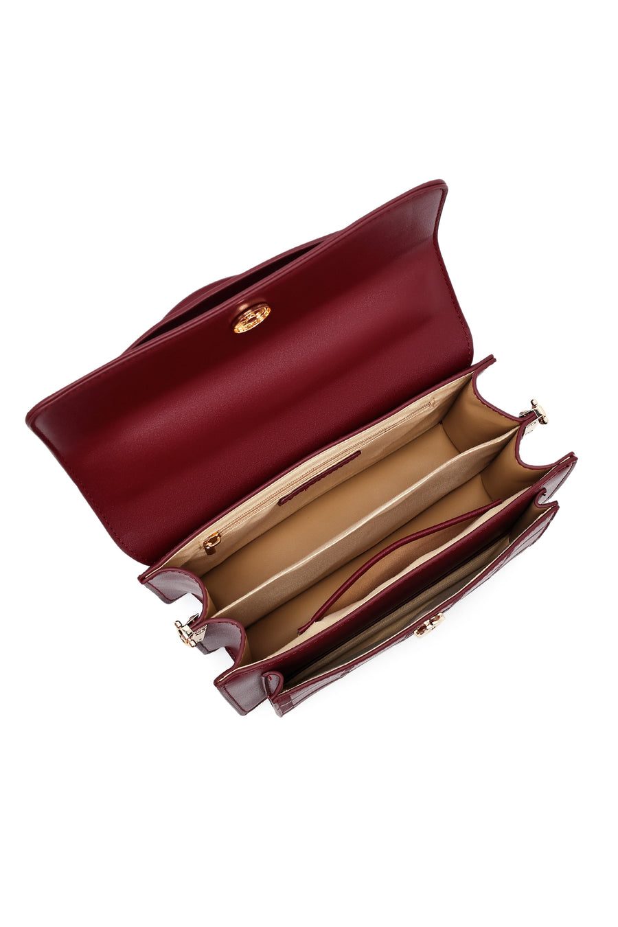 Woman Burgundy Long-Strap Printed Crossbody Bag
