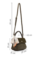 Woman Khaki Long-Strap Suede Shoulder Bag | Derimod