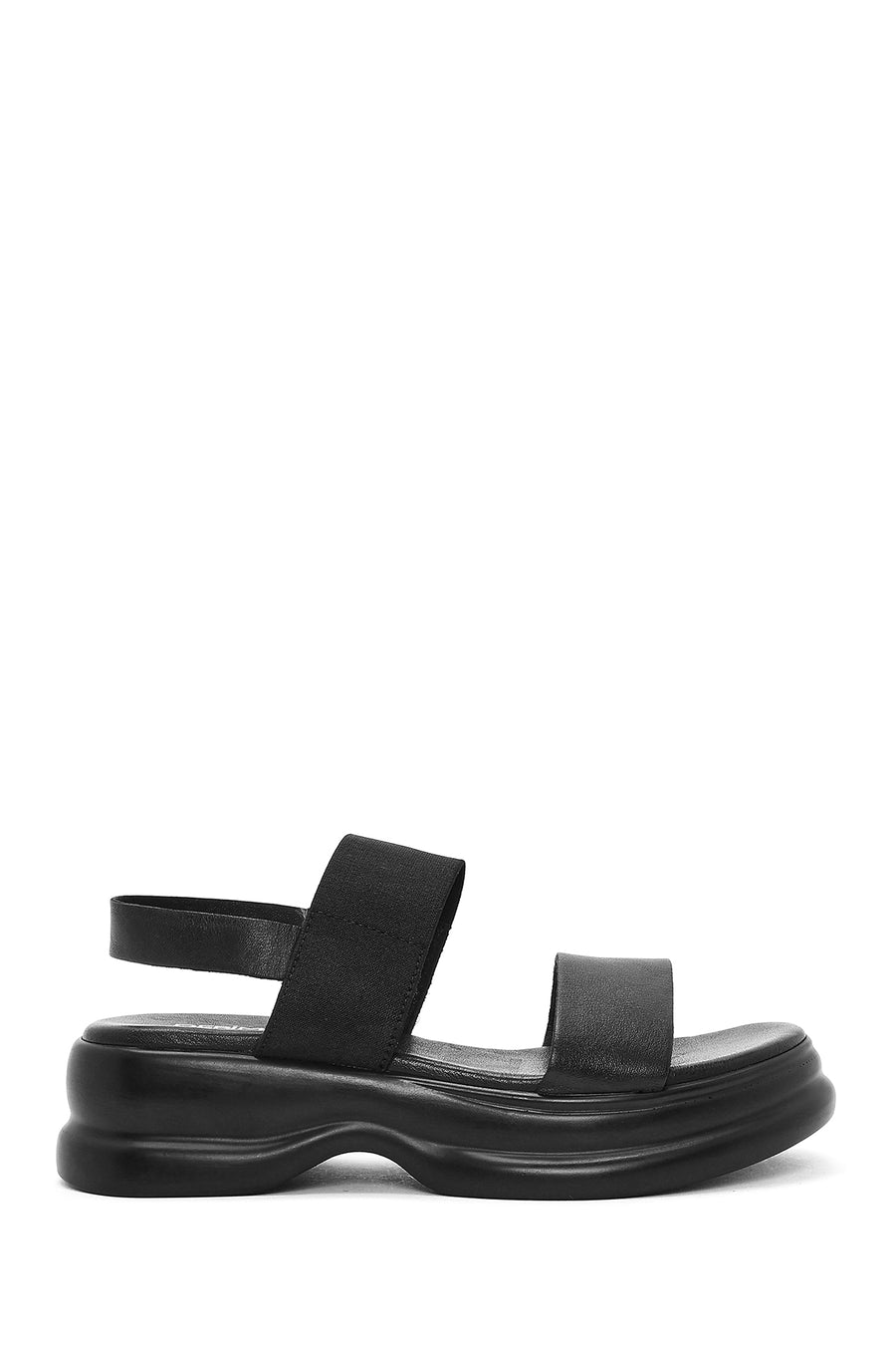 Women's Black Thick-Sole Leather Sandals 25SFD153114 | Derimod