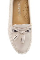 Women's Beige Leather Thick Soled Comfort Shoes | Derimod