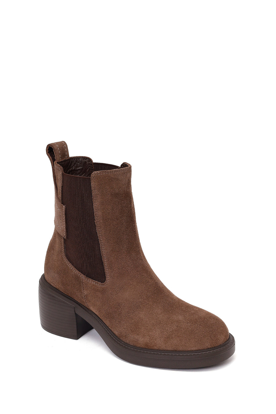 Woman Mink Thick-Heeled Suede Chelsea Boots